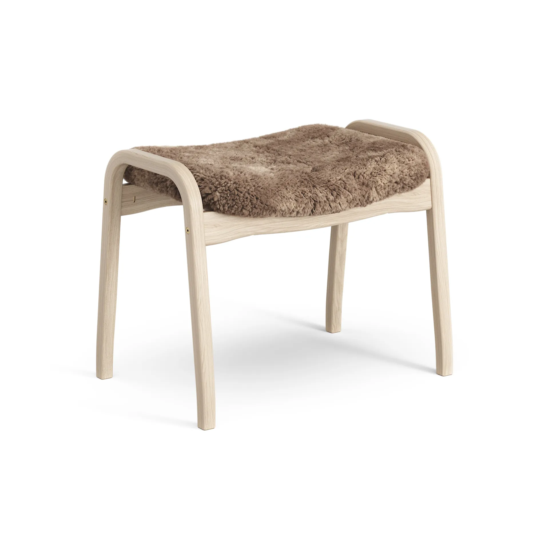 Lamino foot stool white pigmented oak/sheep skin, Sahara (nougat brown) Swedese