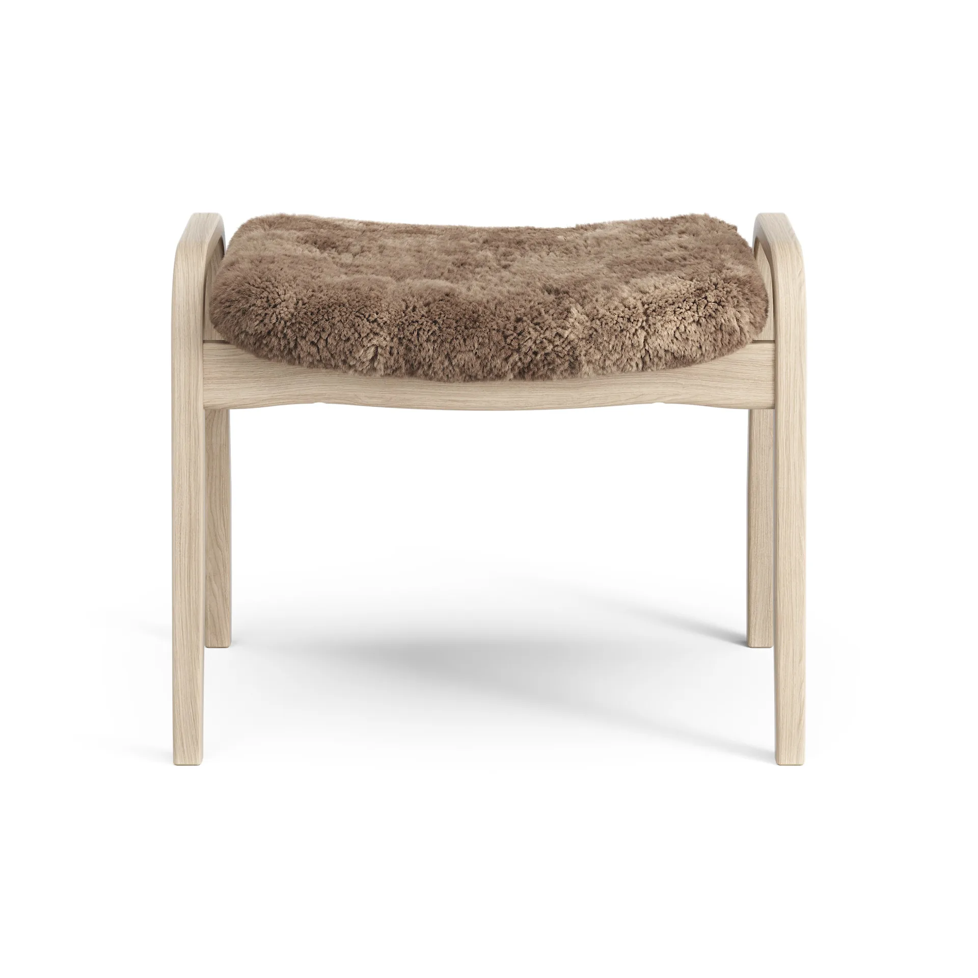 Lamino foot stool white pigmented oak/sheep skin, Sahara (nougat brown) Swedese