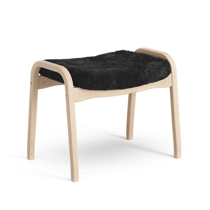 Lamino footstool - Sheepskin black-natural lacquered beech - Swedese