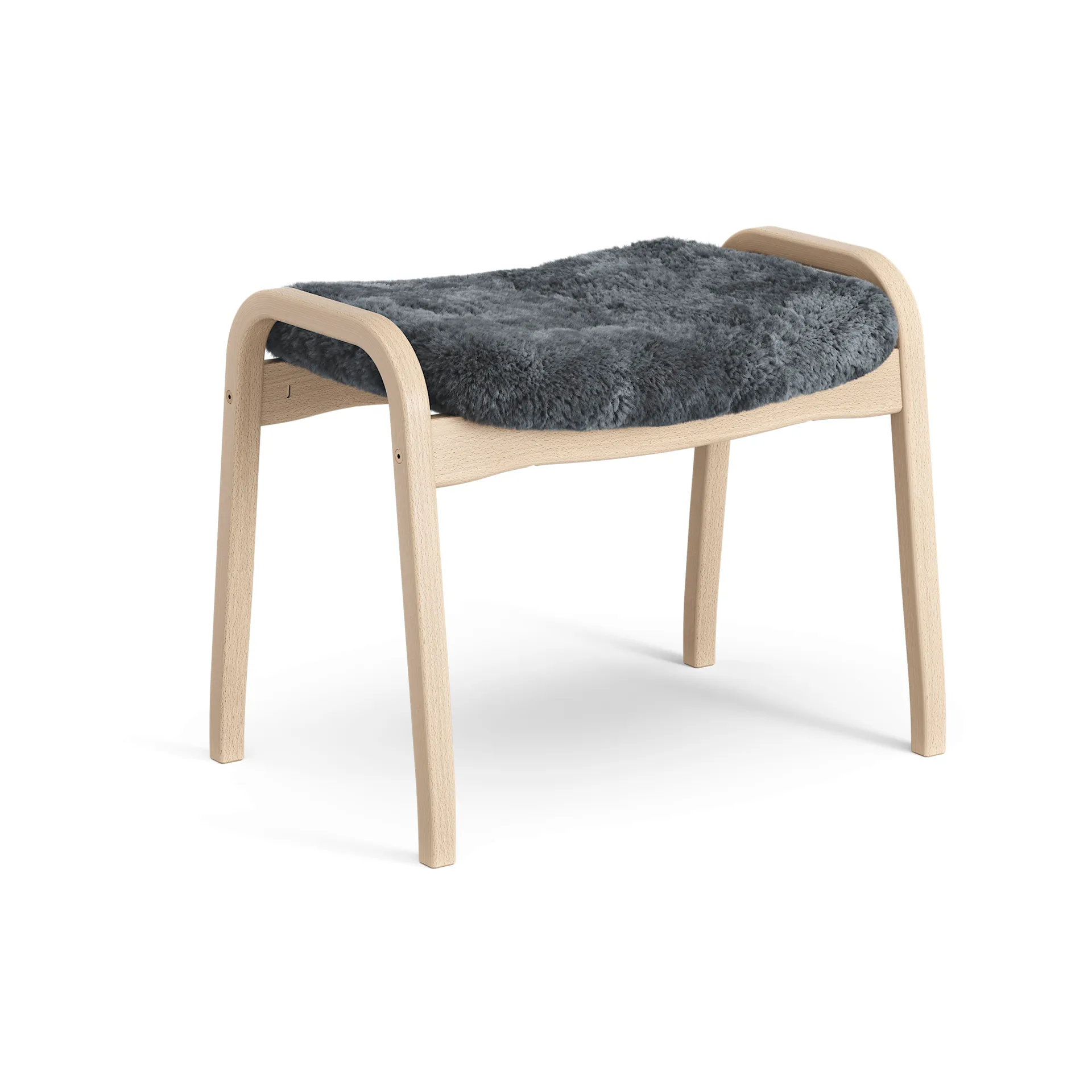 Lamino footstool, Sheepskin Charcoal-lacquered beech Swedese