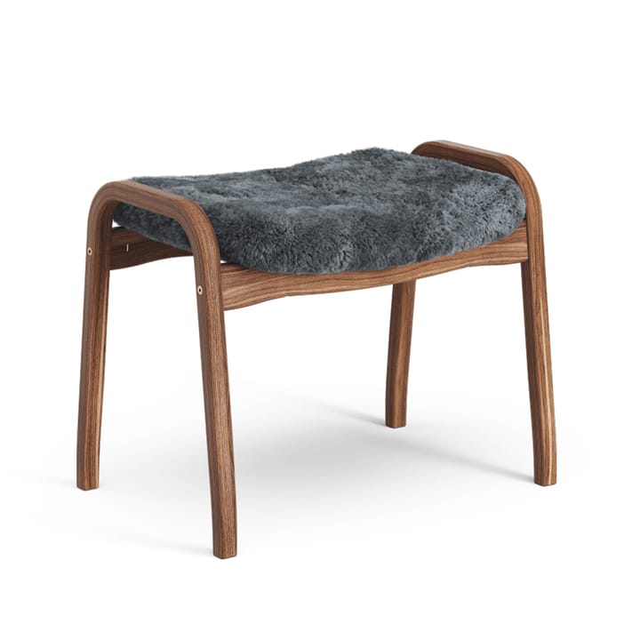 Lamino footstool - Sheepskin charcoal, natural lacquered walnut - Swedese