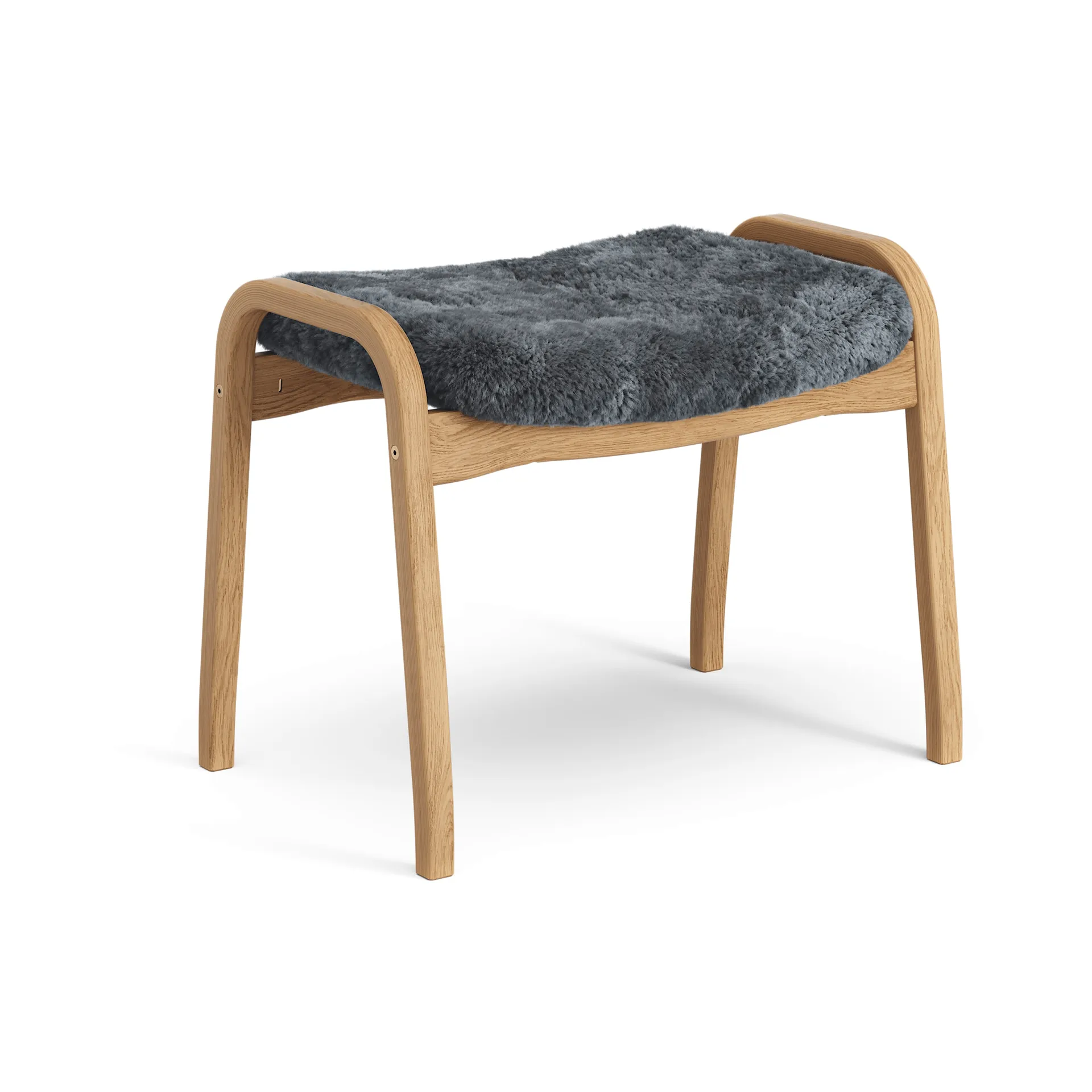 Lamino footstool, Sheepskin Charcoal-oiled oak Swedese
