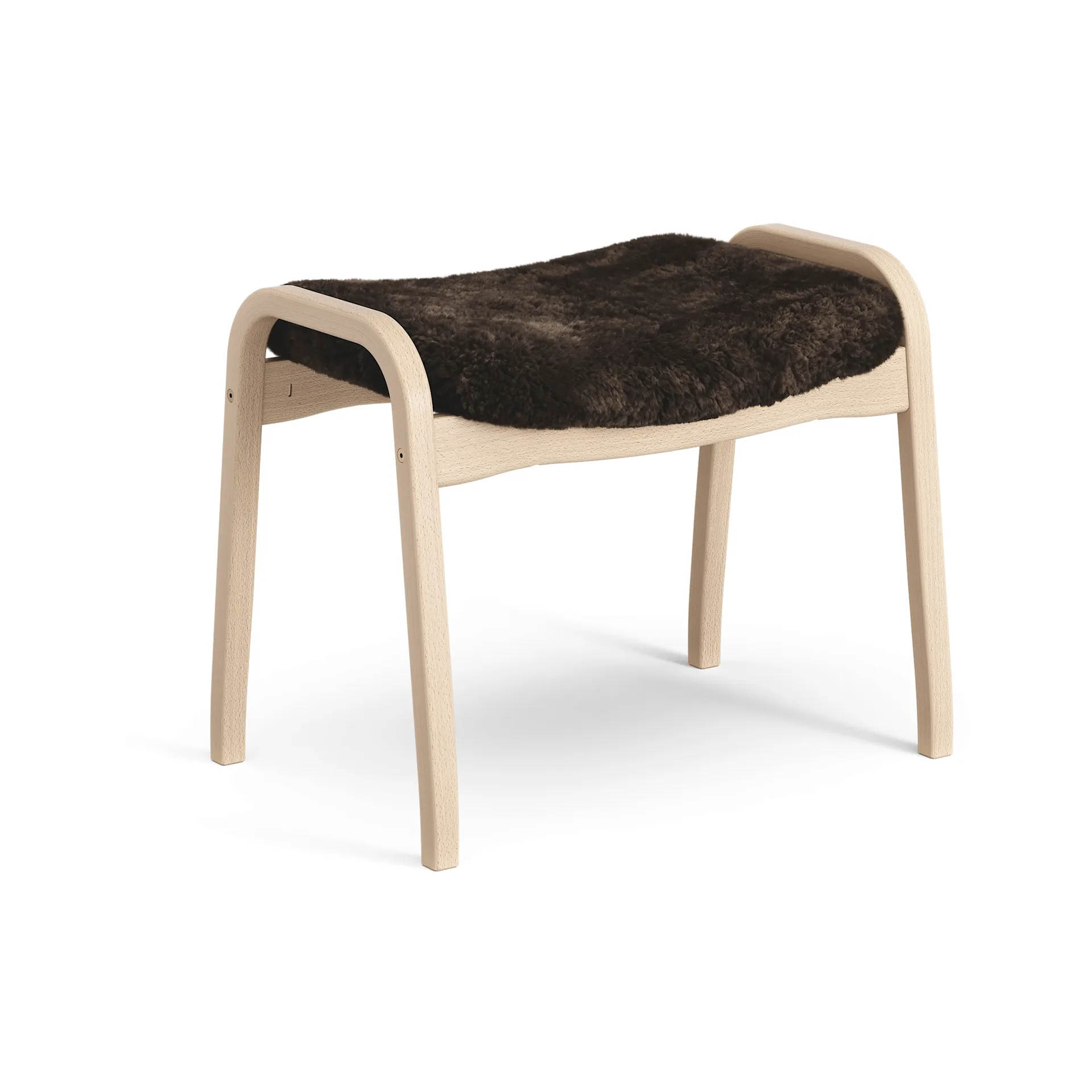 Lamino footstool, Sheepskin Espresso-lacquered beech Swedese