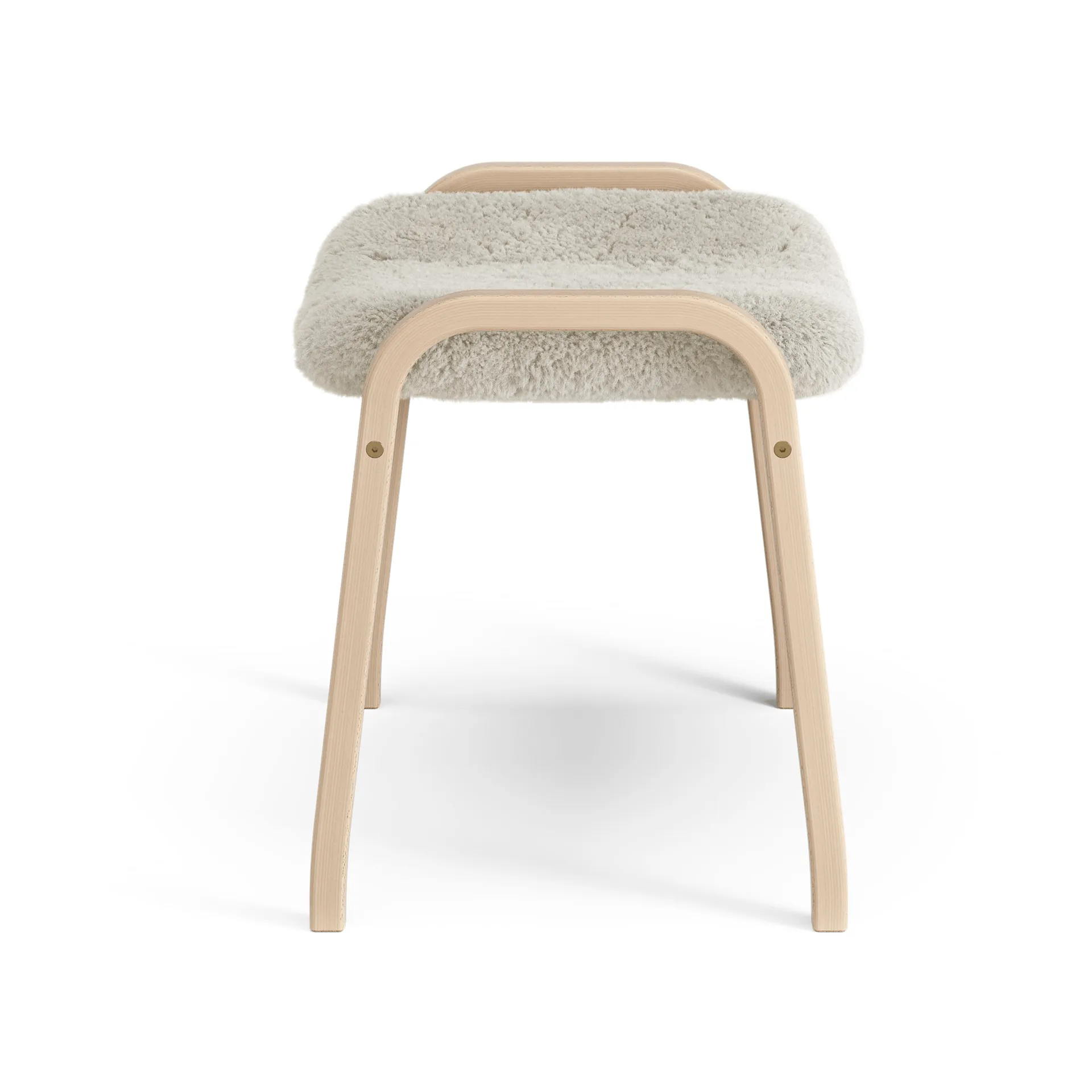 Lamino footstool, Sheepskin Moonlight-lacquered beech Swedese