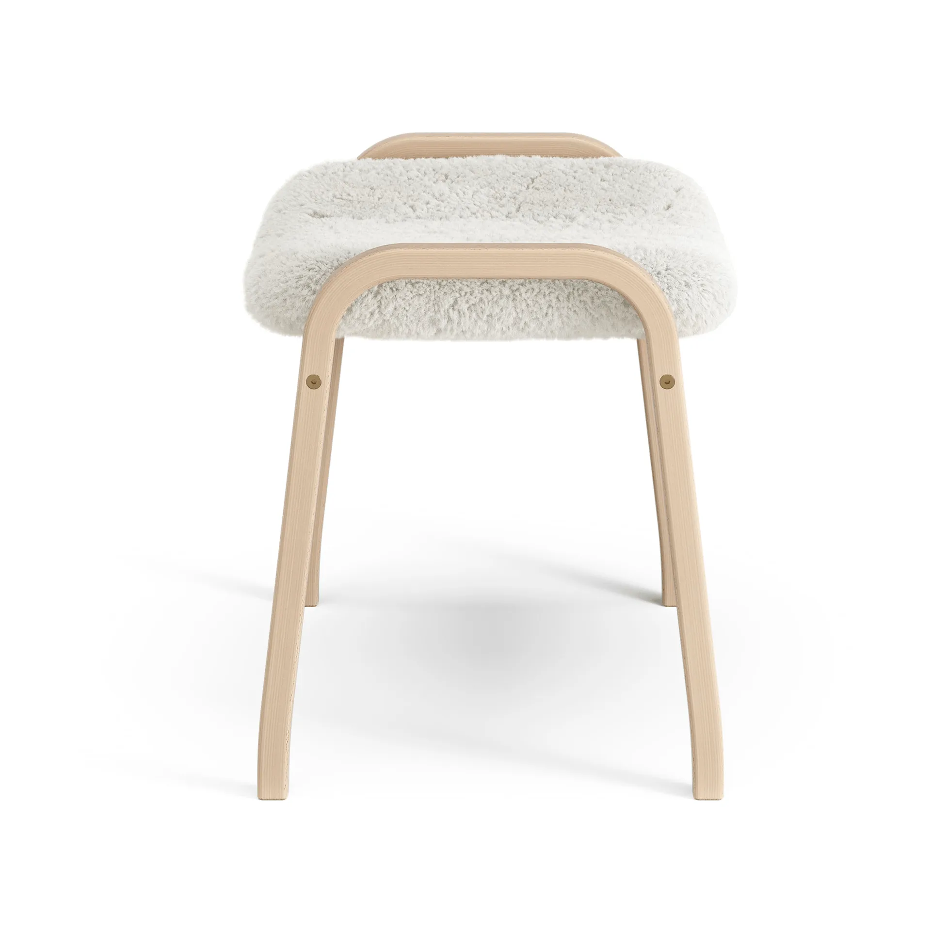 Lamino footstool, Sheepskin Off white-lacquered beech Swedese