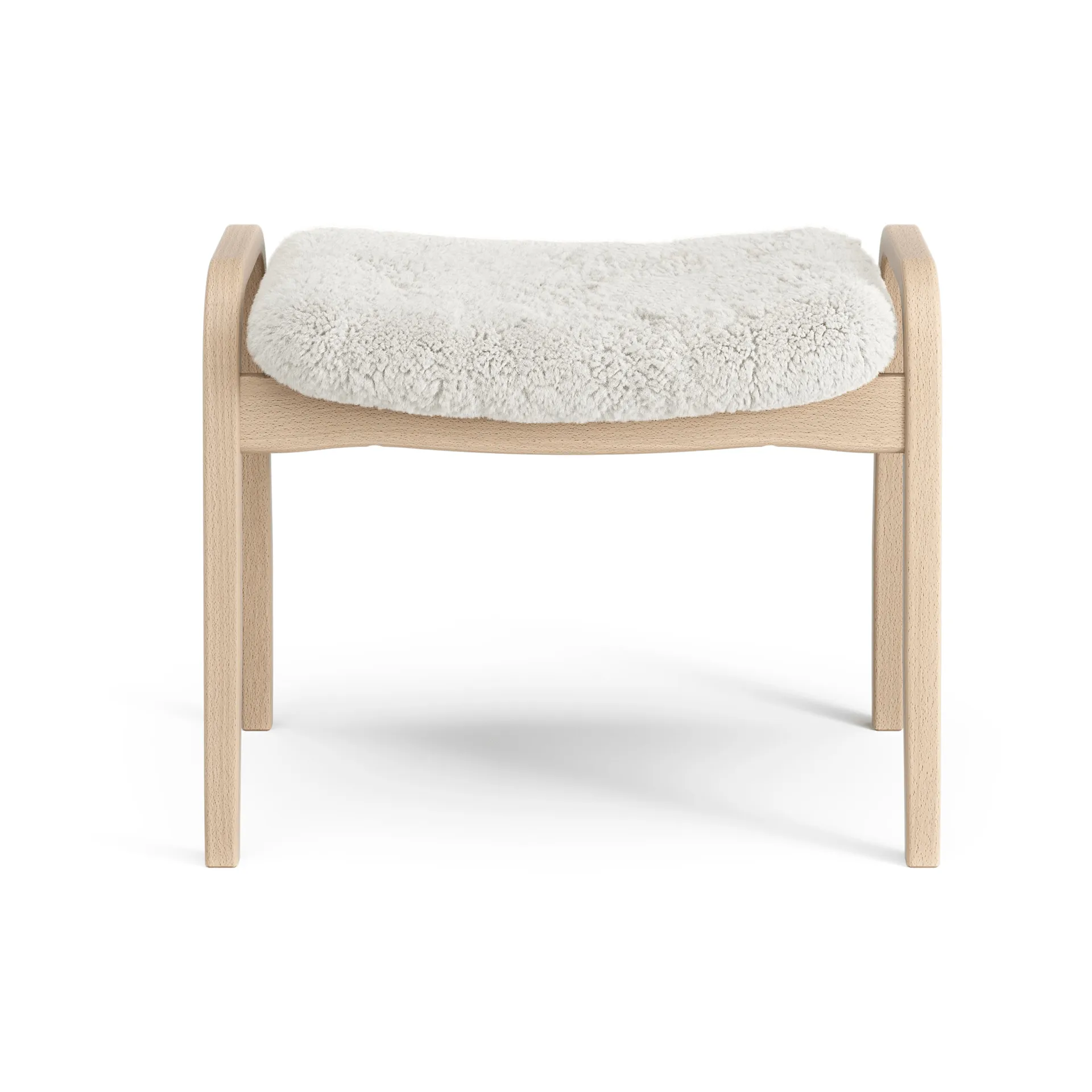 Lamino footstool, Sheepskin Off white-lacquered beech Swedese