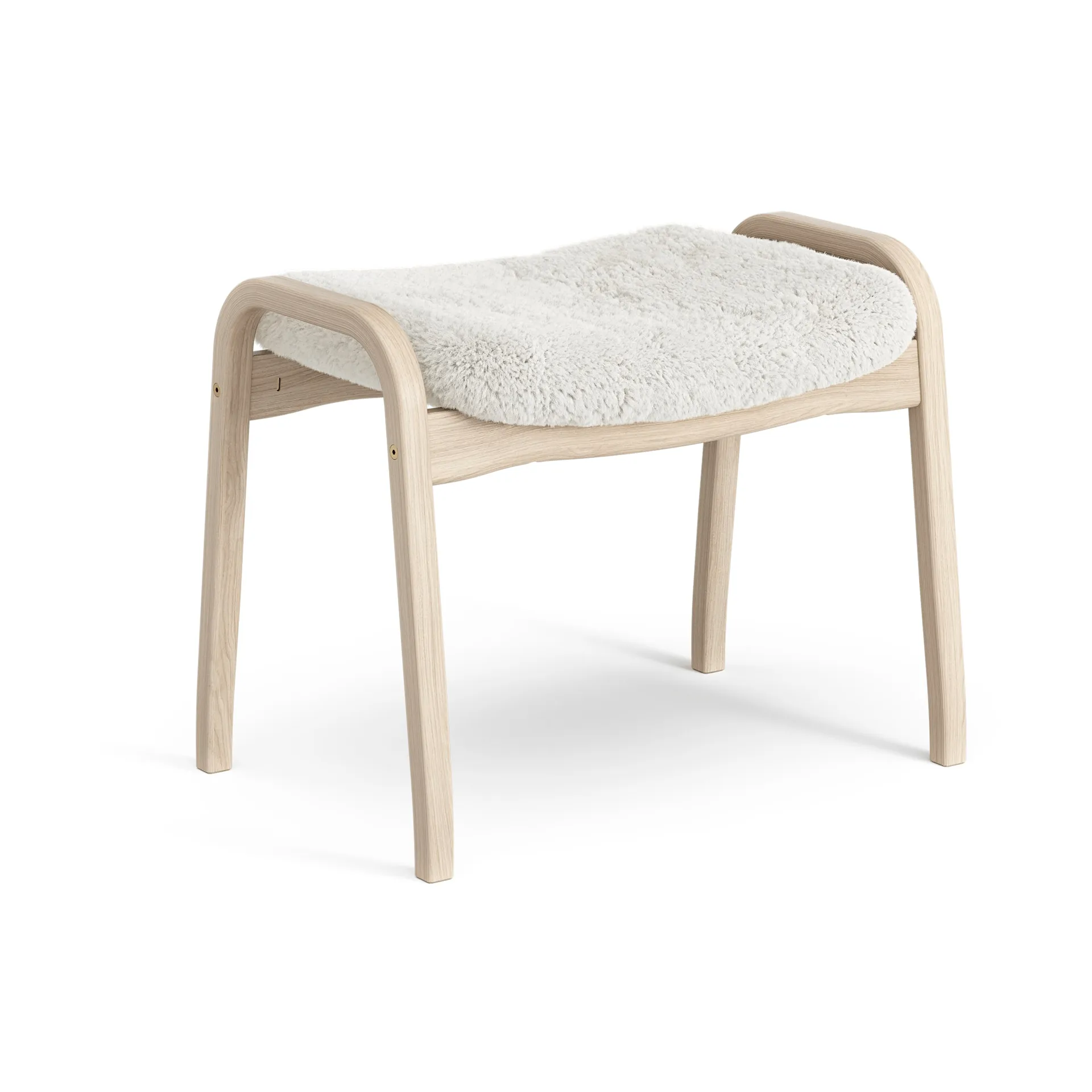 Lamino footstool, Sheepskin Off white-white pigmented oak Swedese