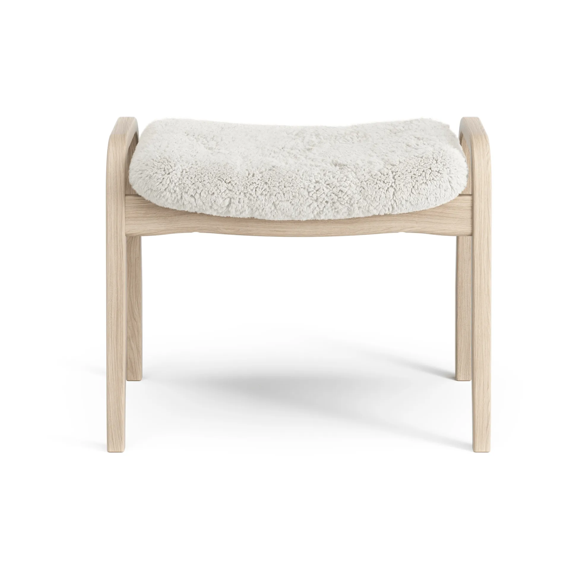 Lamino footstool, Sheepskin Off white-white pigmented oak Swedese