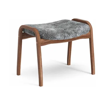 Lamino footstool - Sheepskin Scandinavian grey-lacquered walnut - Swedese