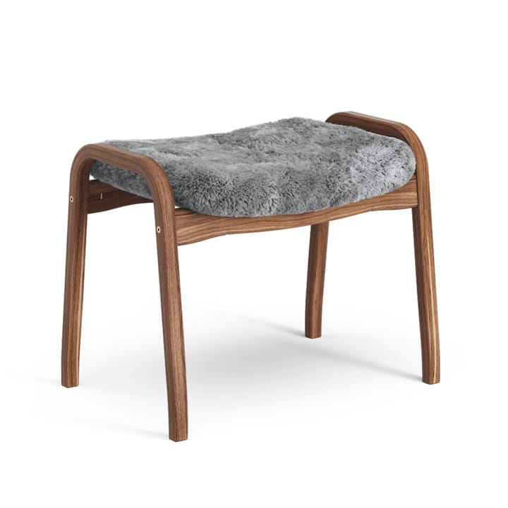 Lamino footstool - Sheepskin scandinavian grey, natural lacquered walnut - Swedese