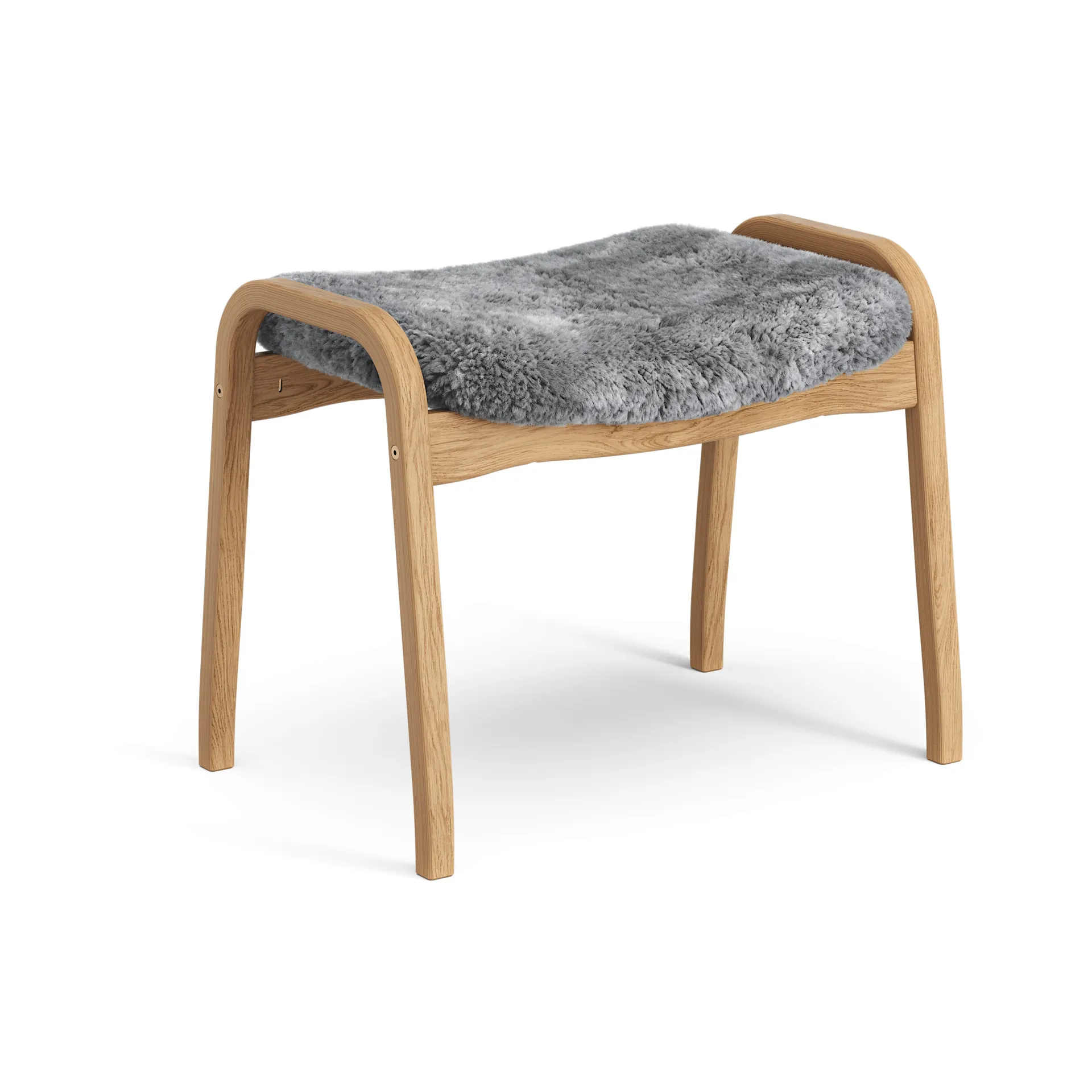 Lamino footstool, Sheepskin Scandinavian grey-oiled oak Swedese