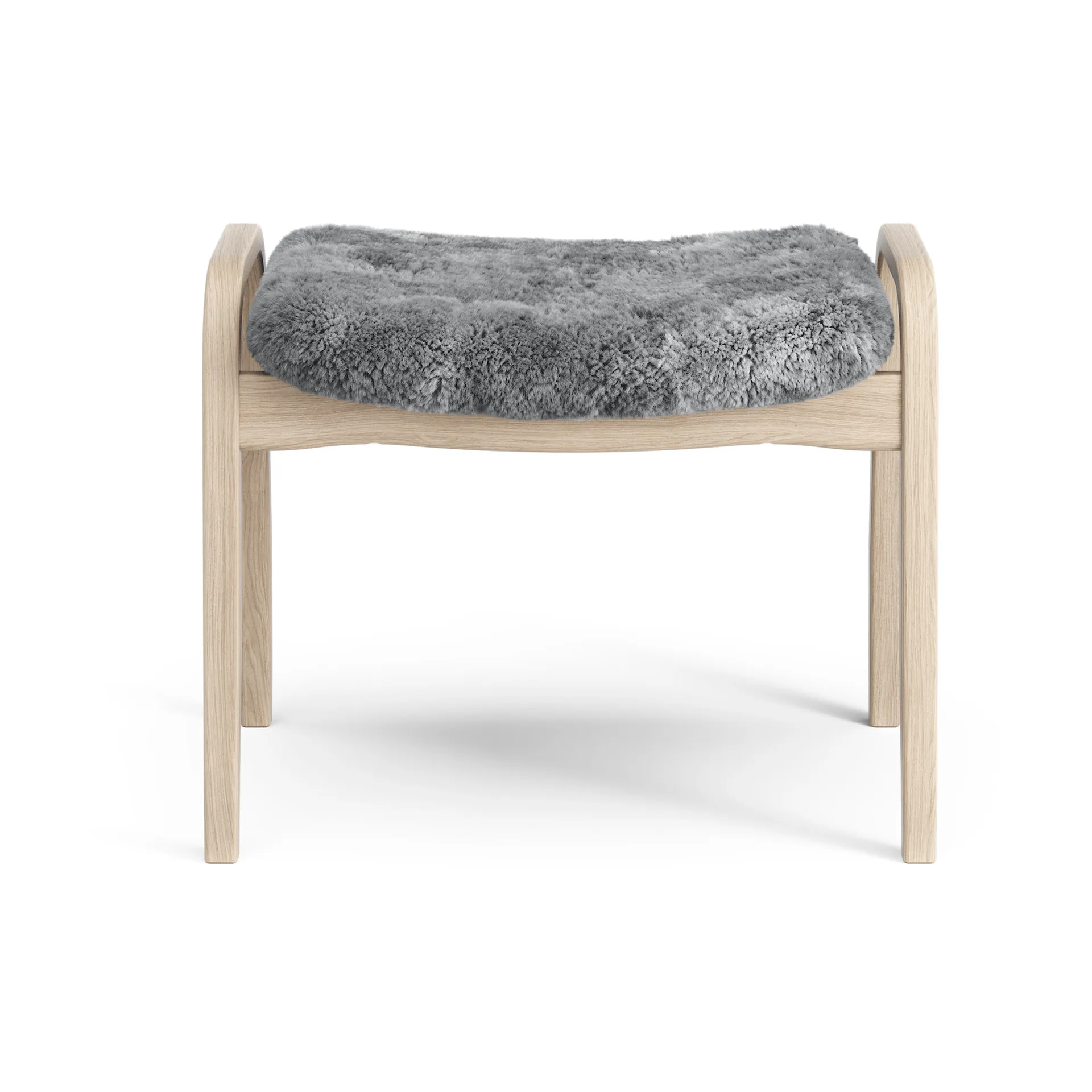 Lamino footstool, Sheepskin Scandinavian grey-white pigmented oak Swedese