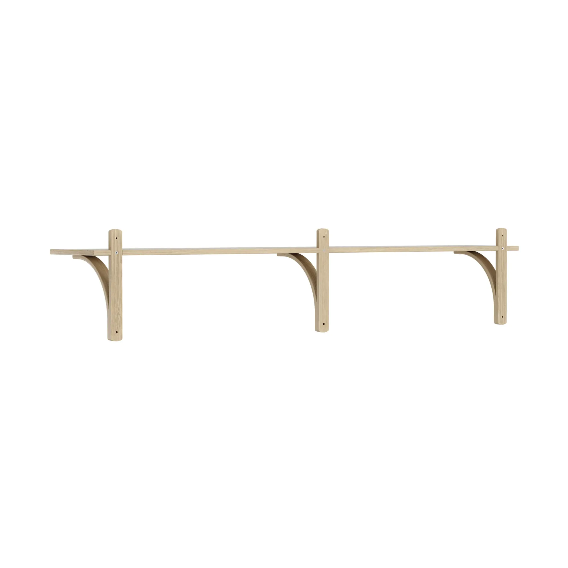 Levi shelf 1 shelf level, Natural lacquered oak-brass, 180 cm Swedese