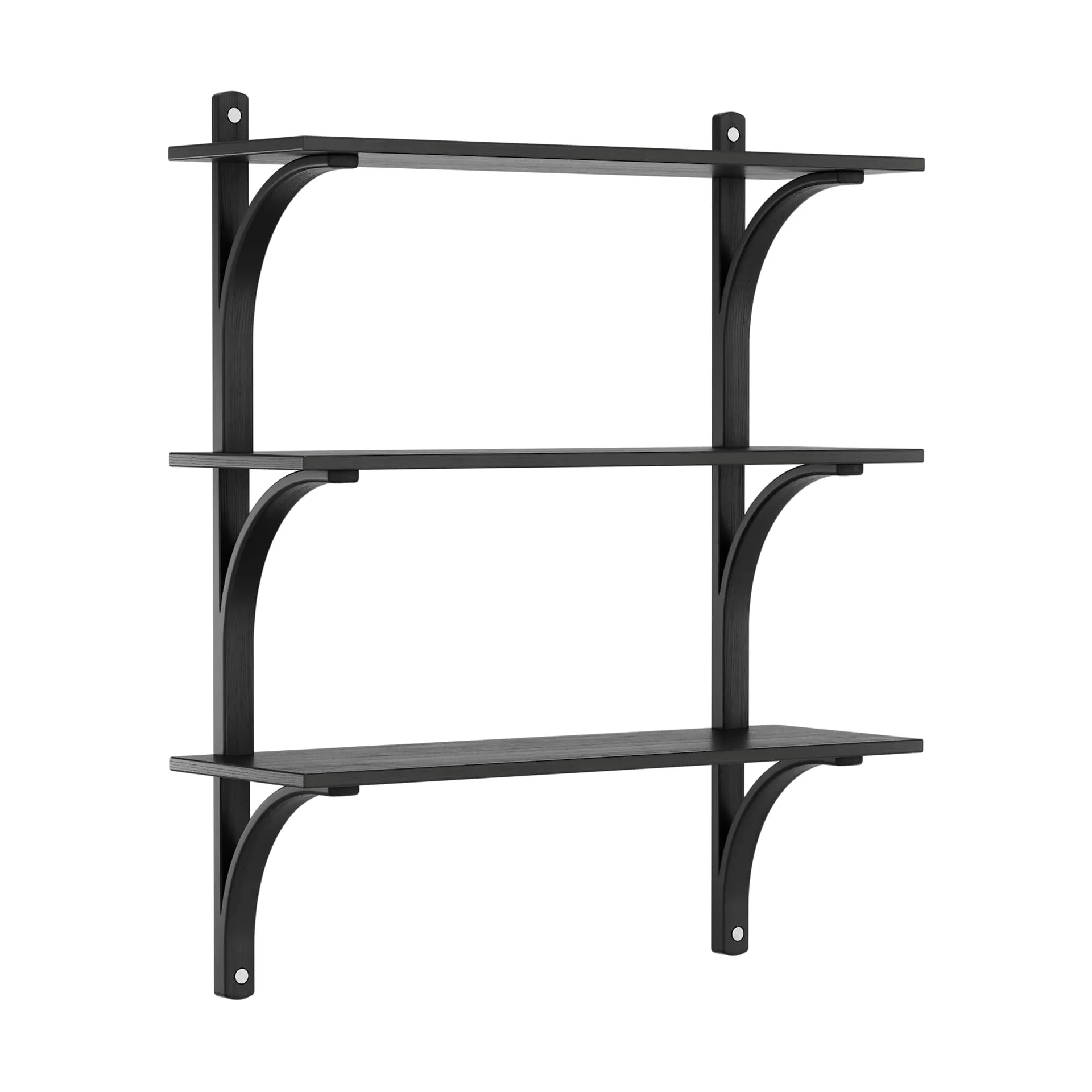 Levi shelf 3 shelves, Black stained ash-aluminium, 90 cm Swedese