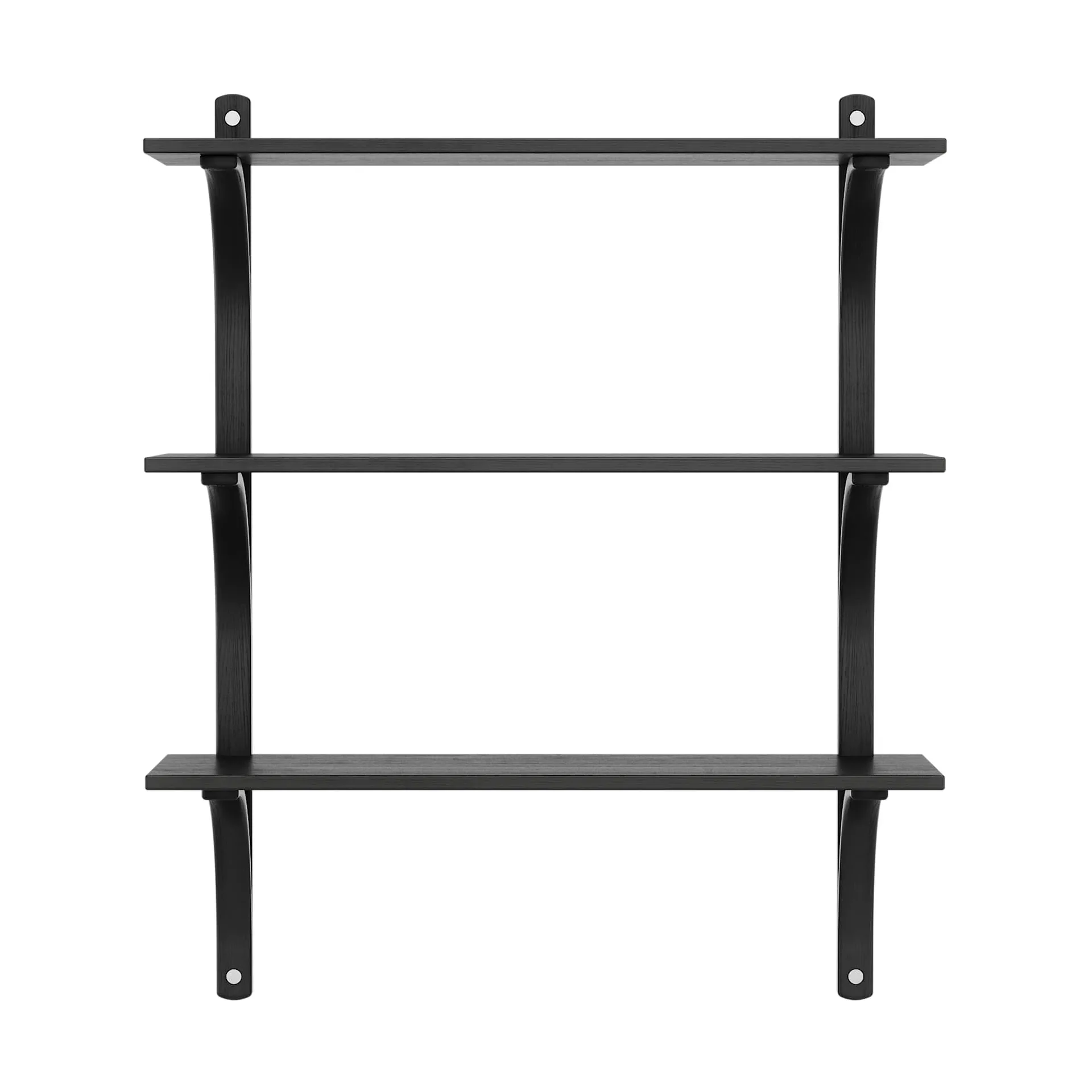 Levi shelf 3 shelves, Black stained ash-aluminium, 90 cm Swedese