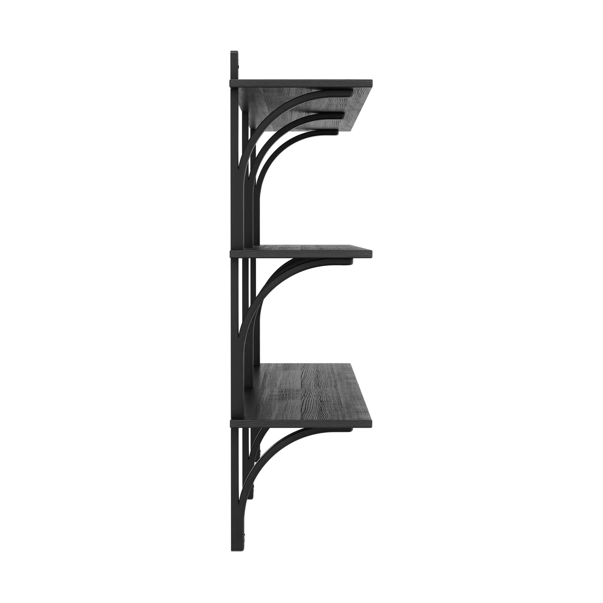 Levi shelf 3 shelves, Black-stained ash-aluminum, 180 cm Swedese