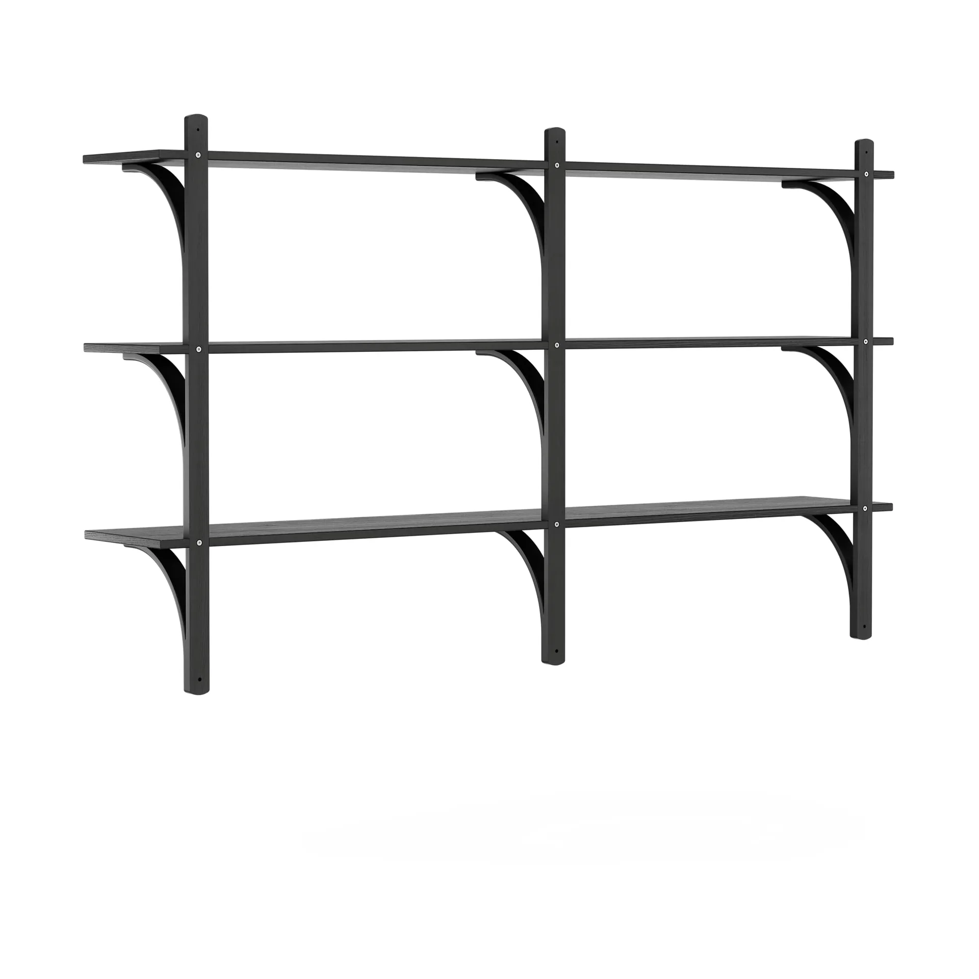 Levi shelf 3 shelves, Black-stained ash-aluminum, 180 cm Swedese