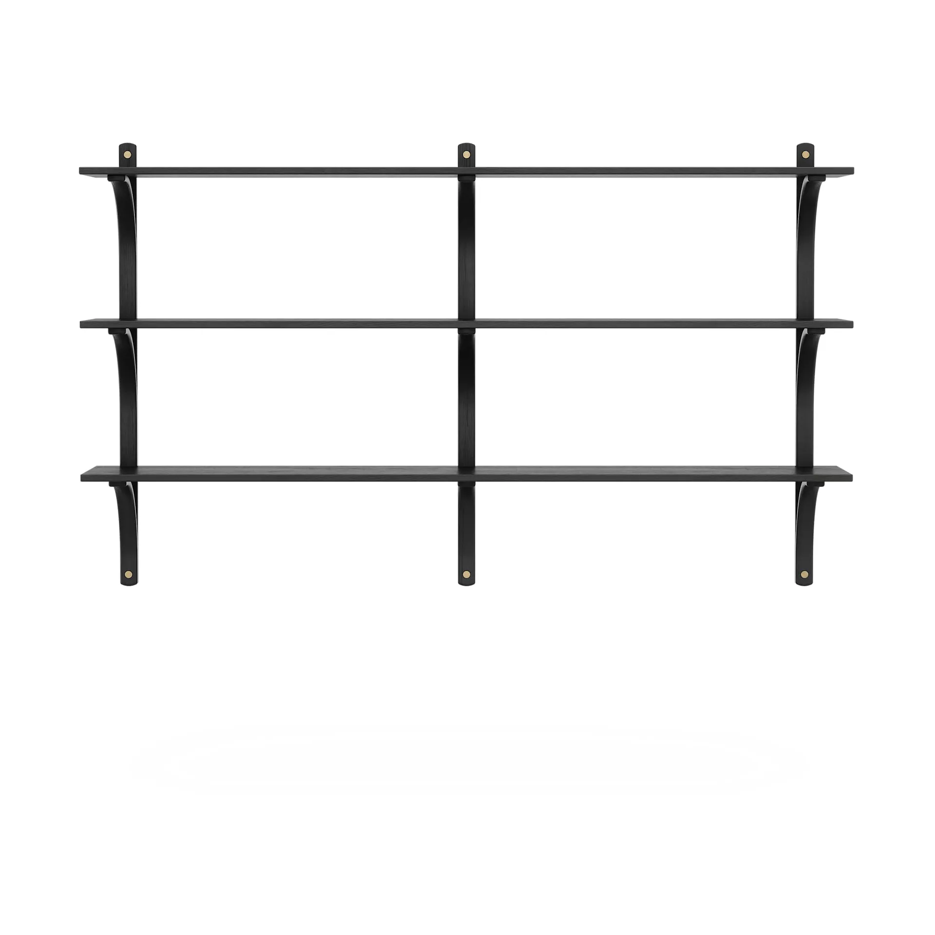 Levi shelf 3 shelves, Black-stained ash-brass, 180 cm Swedese