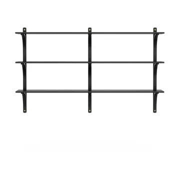 Levi shelf 3 shelves - Black-stained ash-brass, 180 cm - Swedese