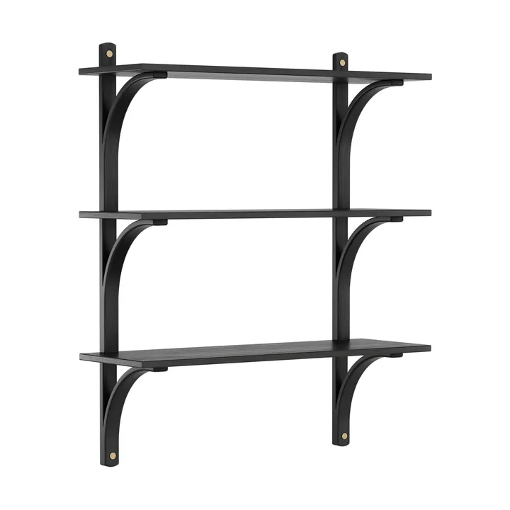 Levi shelf 3 shelves - Black-stained ash-brass, 90 cm - Swedese