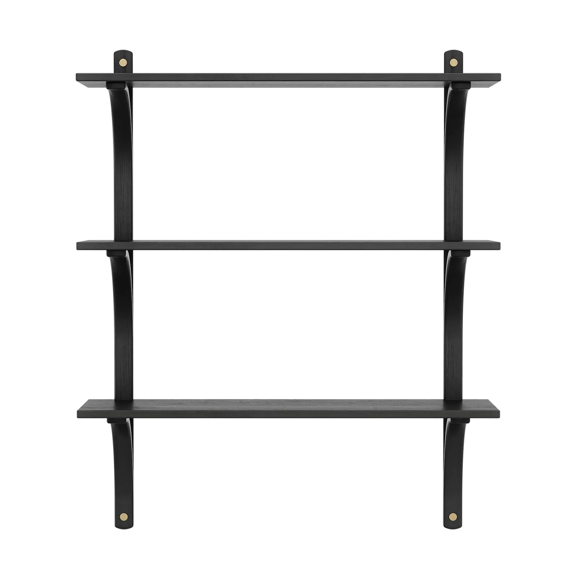 Levi shelf 3 shelves, Black-stained ash-brass, 90 cm Swedese
