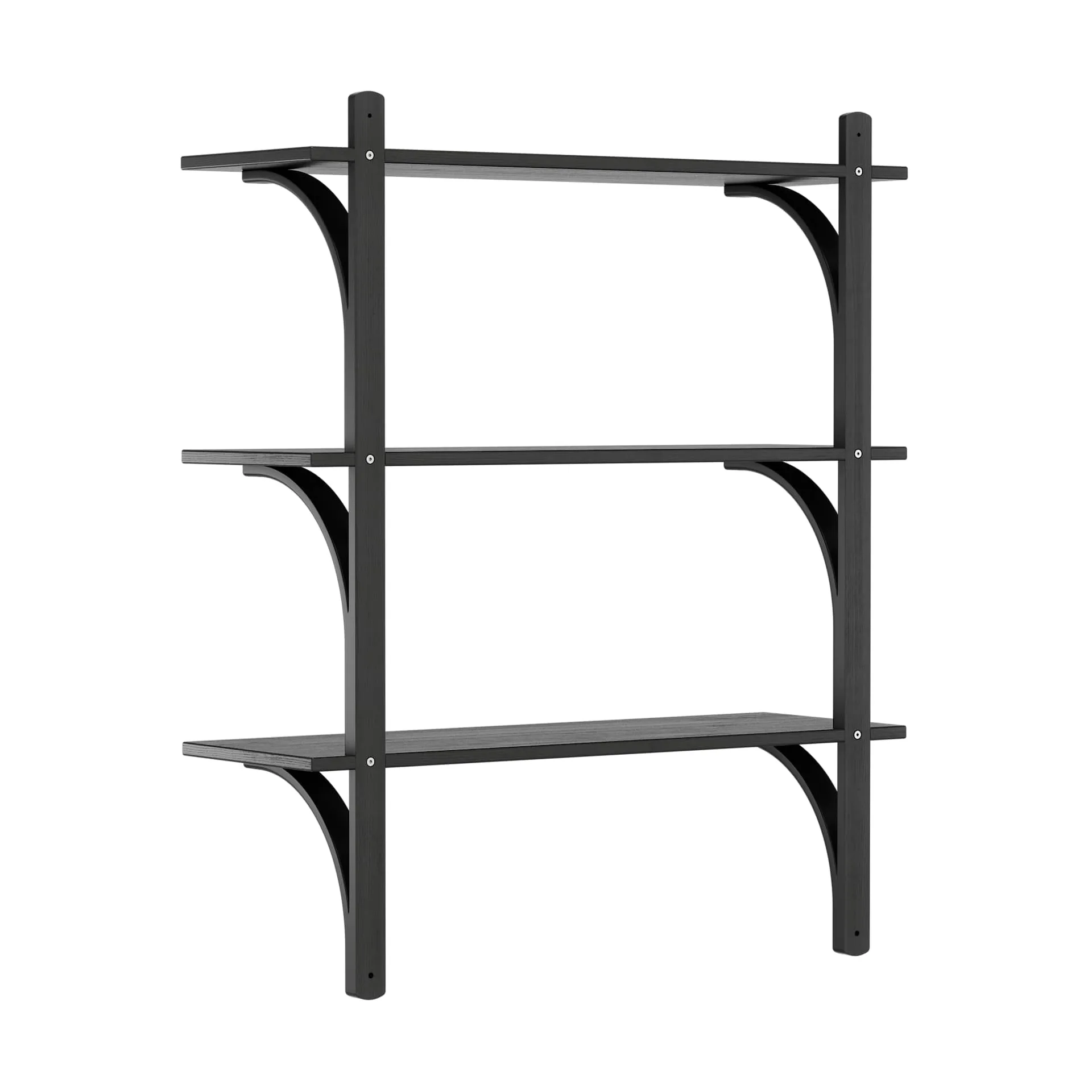 Levi shelf 3 shelves, Black-stained ash-brass, 90 cm Swedese
