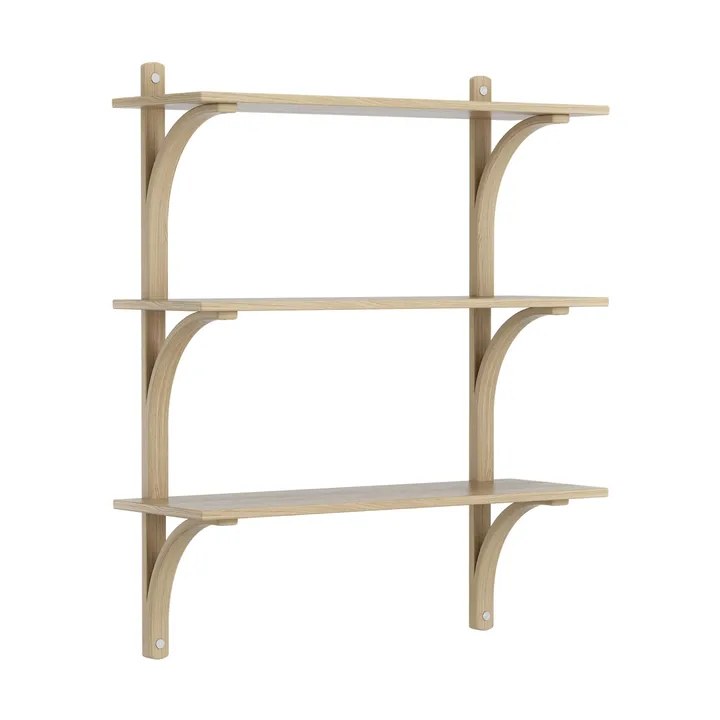Levi shelf 3 shelves - Clear lacquered oak-aluminium, 90 cm - Swedese