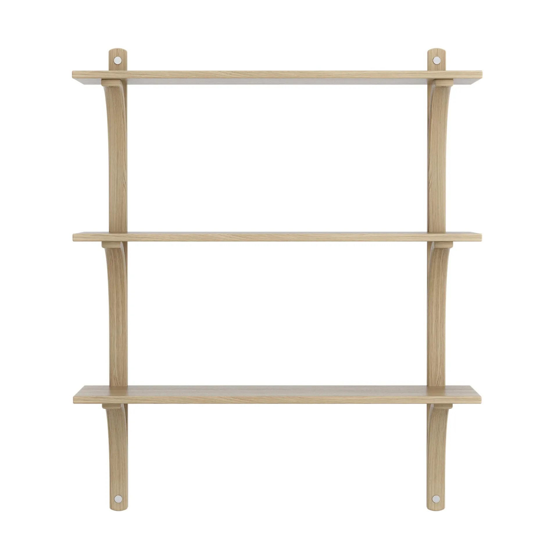 Levi shelf 3 shelves, Clear lacquered oak-aluminium, 90 cm Swedese