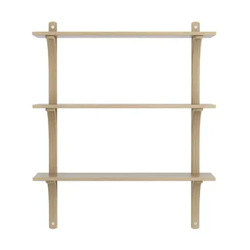 Levi shelf 3 shelves - Clear lacquered oak-aluminium, 90 cm - Swedese