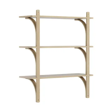 Levi shelf 3 shelves - Clear lacquered oak-aluminium, 90 cm - Swedese