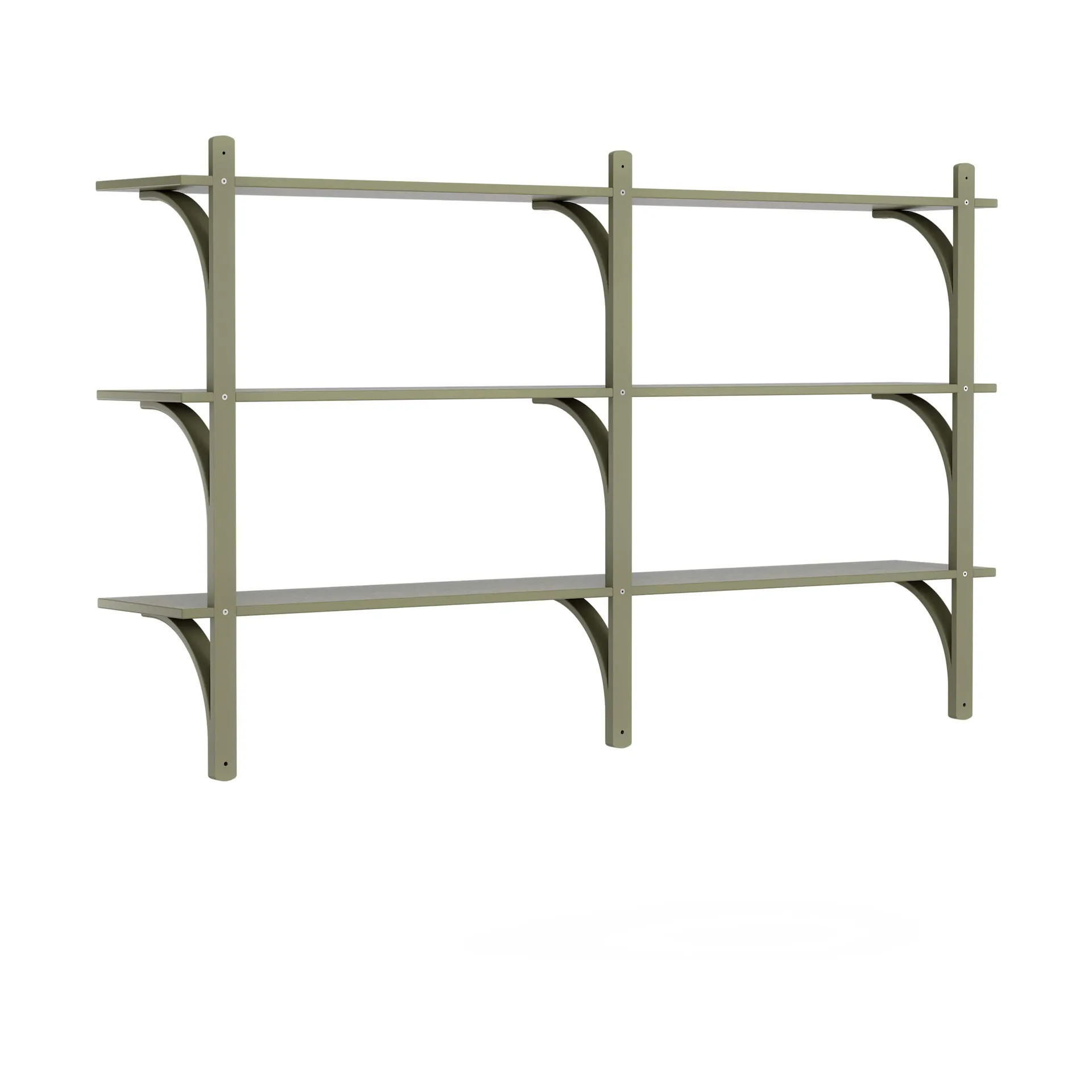 Levi shelf 3 shelves, Moss green-aluminium, 180 cm Swedese