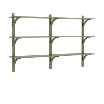 Levi shelf 3 shelves - Moss green-brass, 180 cm - Swedese