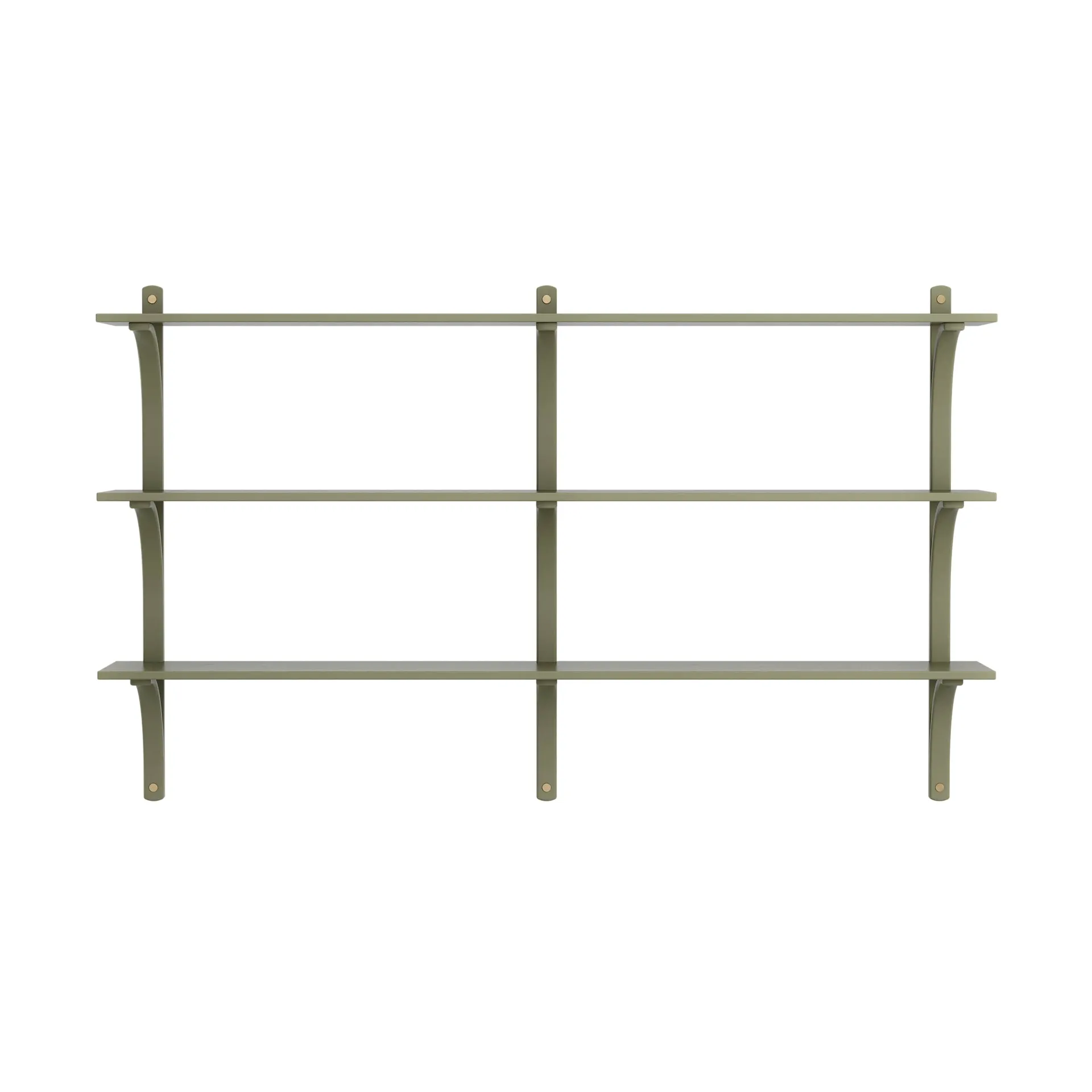 Levi shelf 3 shelves, Moss green-brass, 180 cm Swedese