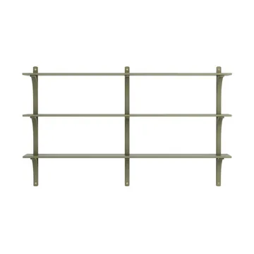 Levi shelf 3 shelves - Moss green-brass, 180 cm - Swedese