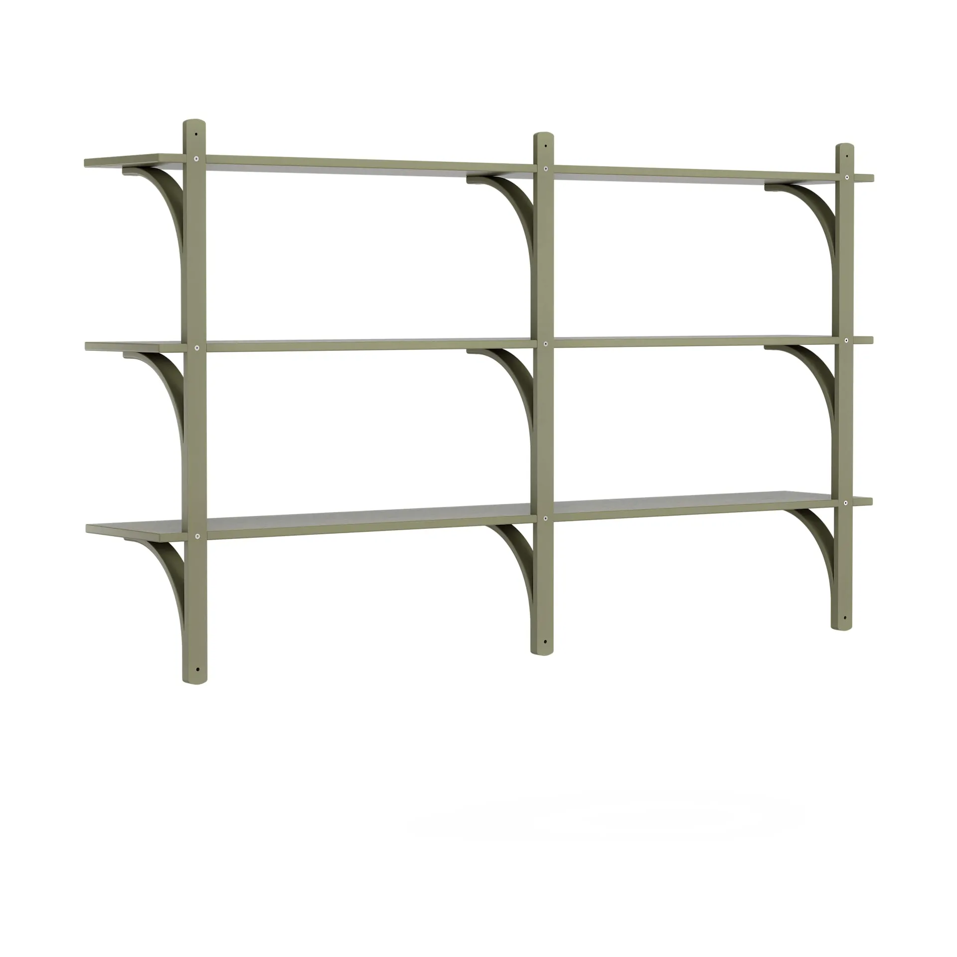 Levi shelf 3 shelves, Moss green-brass, 180 cm Swedese