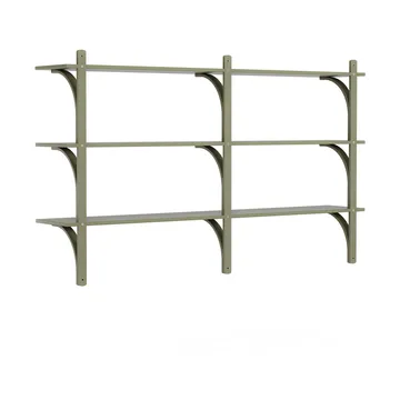 Levi shelf 3 shelves - Moss green-brass, 180 cm - Swedese