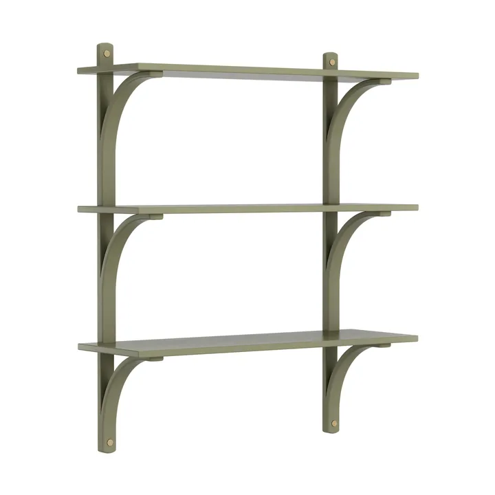 Levi shelf 3 shelves - Moss green-brass, 90 cm - Swedese