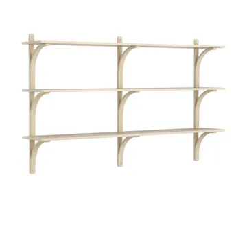 Levi shelf 3 shelves - Natural lacquered ash-aluminium, 180 cm - Swedese