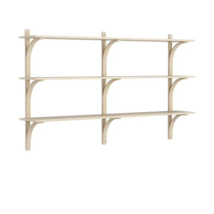 Levi shelf 3 shelves - Natural lacquered ash-aluminium, 180 cm - Swedese