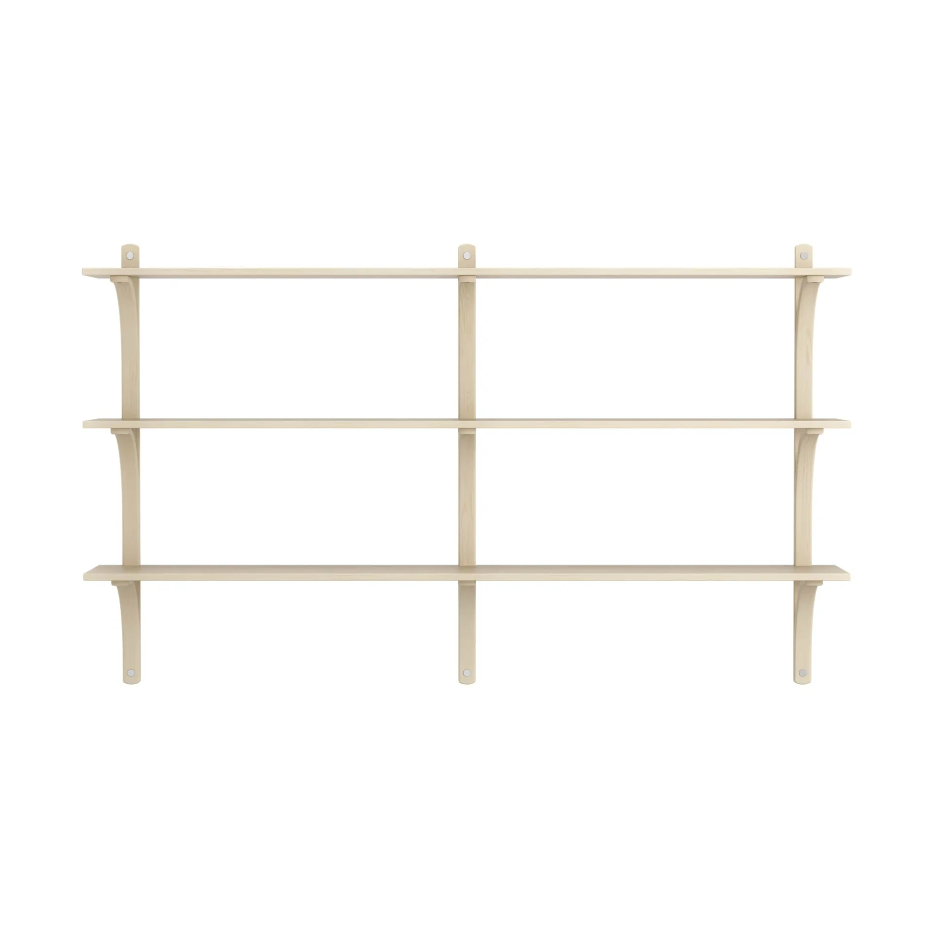 Levi shelf 3 shelves, Natural lacquered ash-aluminium, 180 cm Swedese