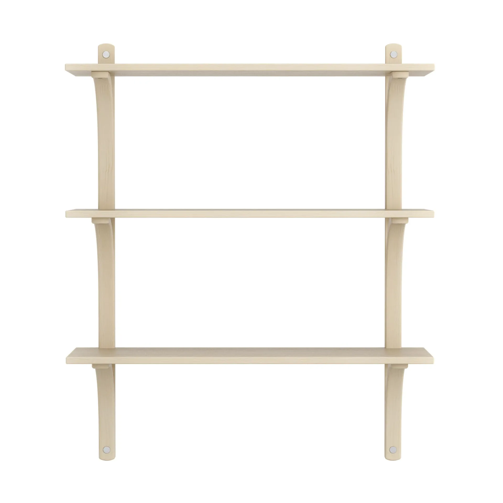 Levi shelf 3 shelves, Natural lacquered ash-aluminium, 90 cm Swedese
