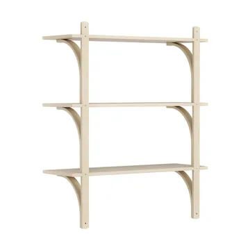 Levi shelf 3 shelves - Natural lacquered ash-aluminium, 90 cm - Swedese