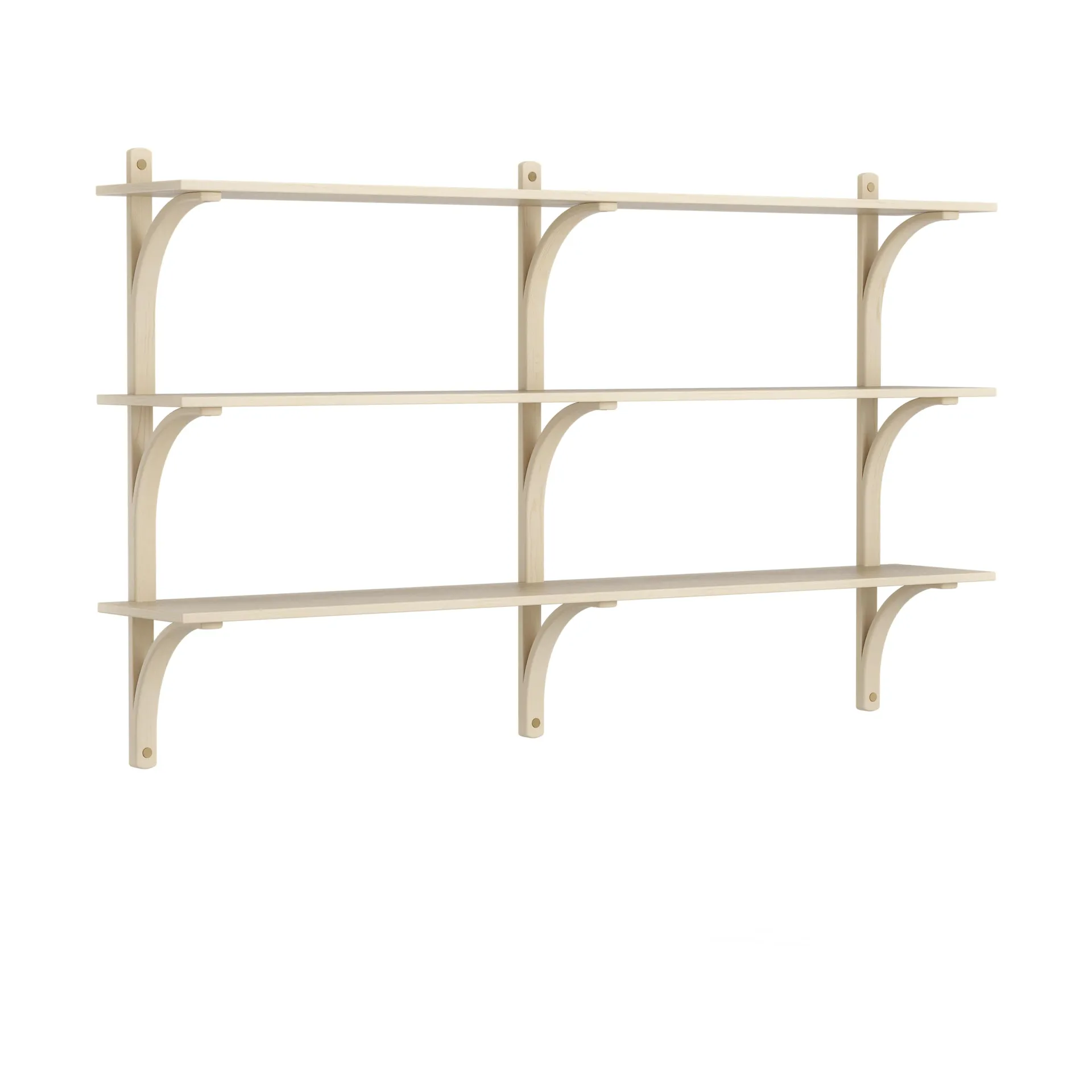 Levi shelf 3 shelves, Natural lacquered ash-brass, 180 cm Swedese