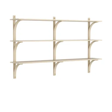 Levi shelf 3 shelves - Natural lacquered ash-brass, 180 cm - Swedese