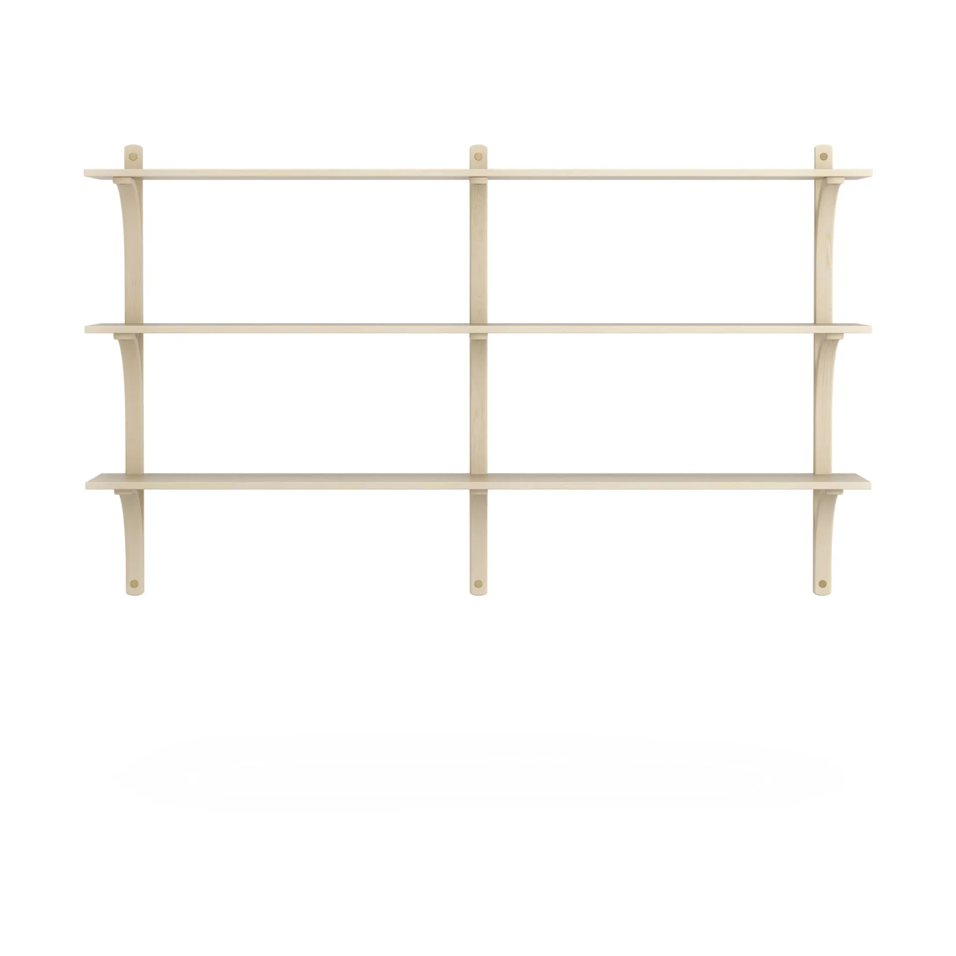 Levi shelf 3 shelves, Natural lacquered ash-brass, 180 cm Swedese