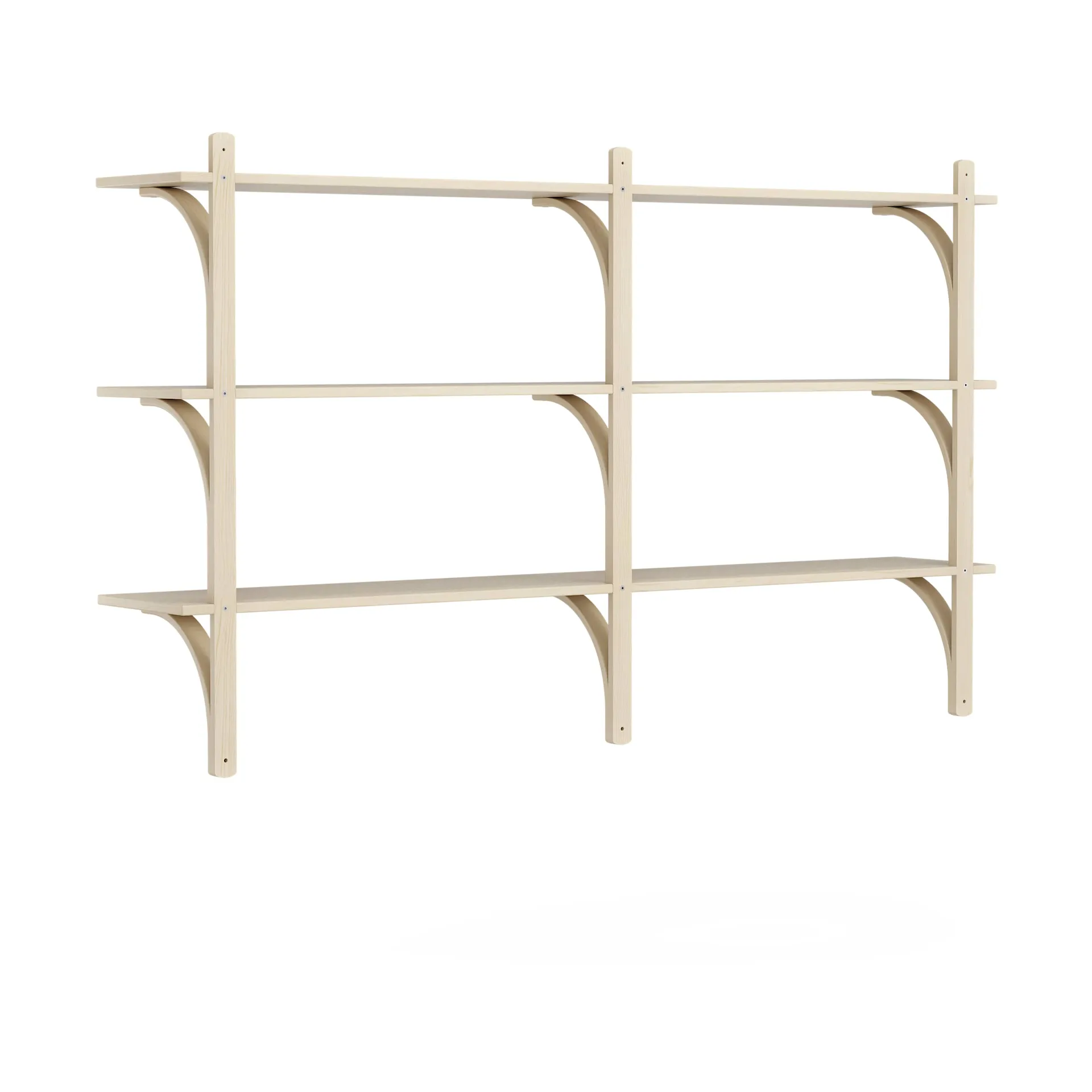 Levi shelf 3 shelves, Natural lacquered ash-brass, 180 cm Swedese