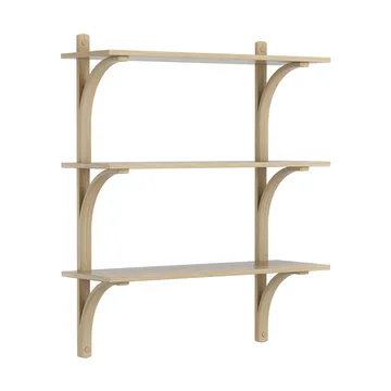 Levi shelf 3 shelves - Natural lacquered ash-brass, 90 cm - Swedese