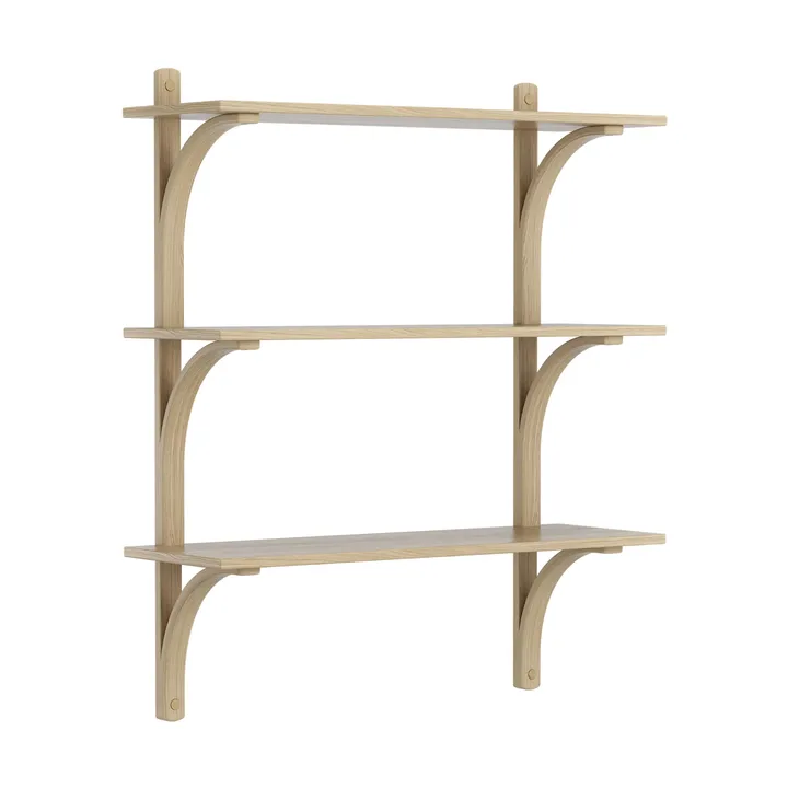 Levi shelf 3 shelves - Natural lacquered ash-brass, 90 cm - Swedese