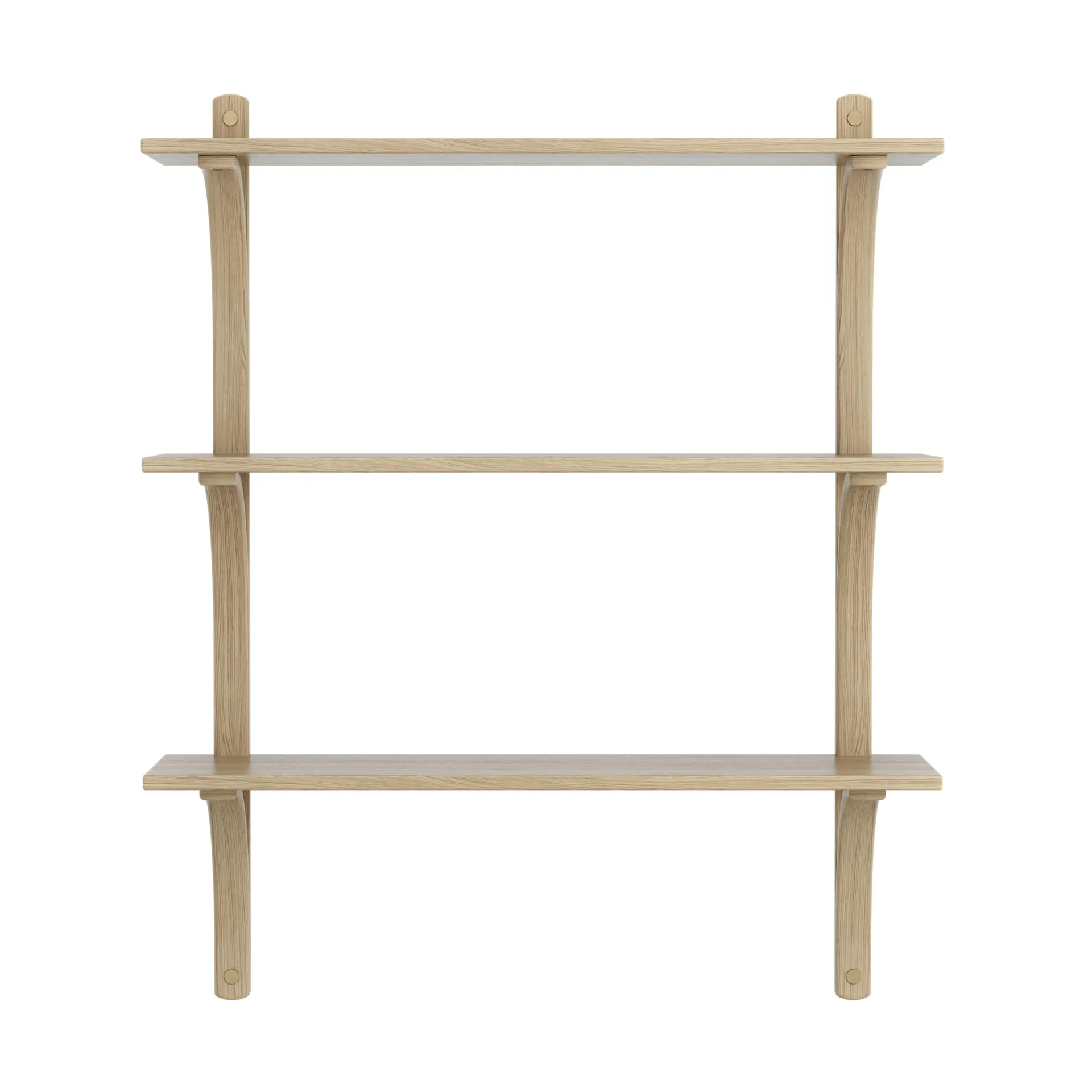 Levi shelf 3 shelves, Natural lacquered ash-brass, 90 cm Swedese