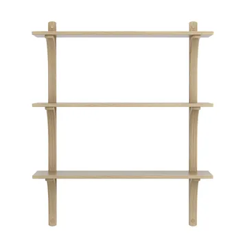Levi shelf 3 shelves - Natural lacquered ash-brass, 90 cm - Swedese